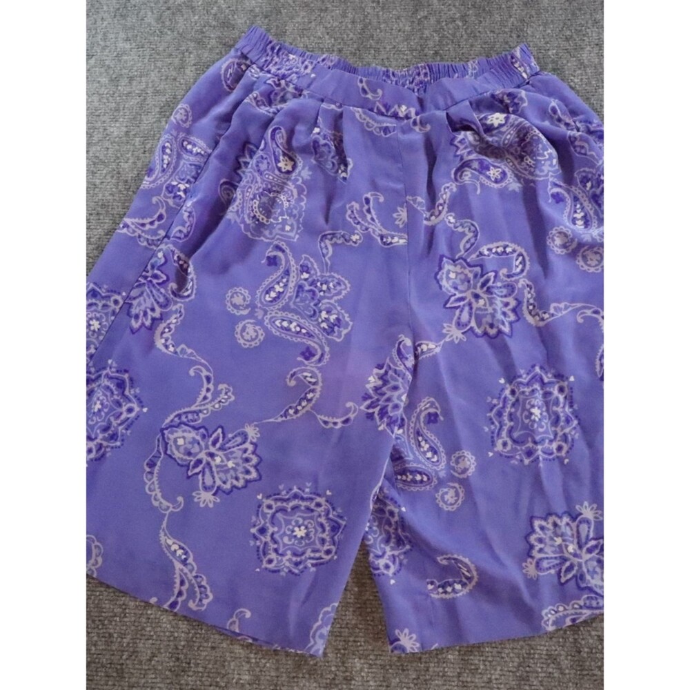 Diane Von Furstenberg Silk Shorts Purple Paisley Print Size S Designer